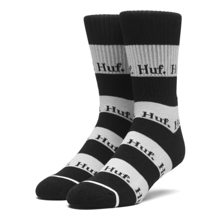 HUF - Paire De Chaussettes Stripe Logo Noir Gris Chiné