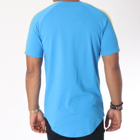 Sinners Attire - Tee Shirt Oversize Avec Bande Stripe Core 629 Bleu Clair Jaune