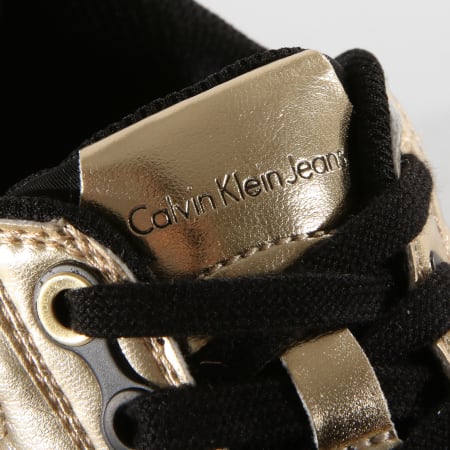 Calvin Klein - Baskets Femme Tanya Suede Nylon Metal Smooth R0651 Black Gold