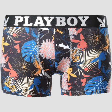Playboy - Boxer Tropical Noir Bleu Marine Blanc