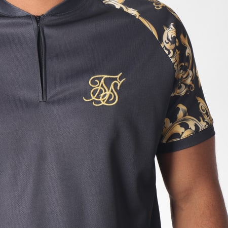 SikSilk - Tee Shirt Oversize Col Zippé Venetian Noir
