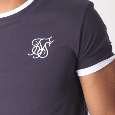 SikSilk - Tee Shirt Oversize Ringer Gym Bleu Marine
