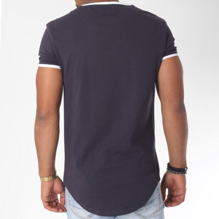 SikSilk - Tee Shirt Oversize Ringer Gym Bleu Marine