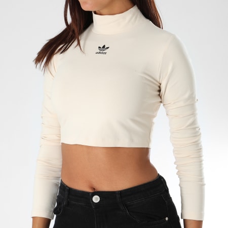 Adidas Originals - Tee Shirt Manches Longues Crop Femme DH2761 Beige