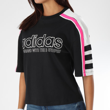Adidas Originals - Tee Shirt Femme Bandes Brodées Original DH4183 Noir Rose Blanc