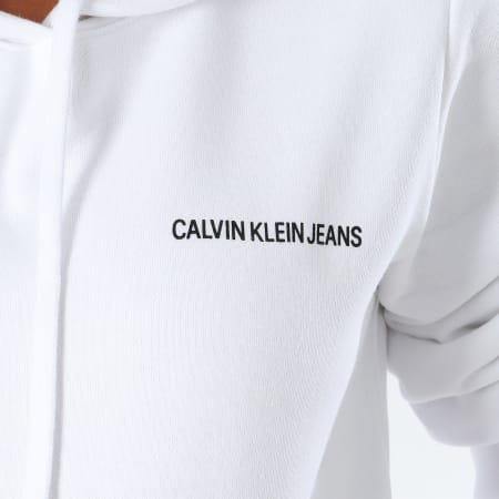 Calvin Klein - Sweat Capuche Femme Institutional 8908 Blanc Noir