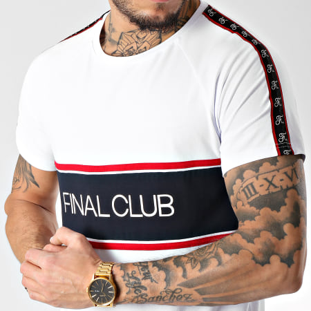 Final Club - Tee Shirt Oversize Avec Bandes Et Logo 083 Blanc