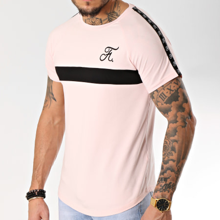Final Club - Tee Shirt Premium Fit Avec Bande Et Broderie 086 Rose Pale