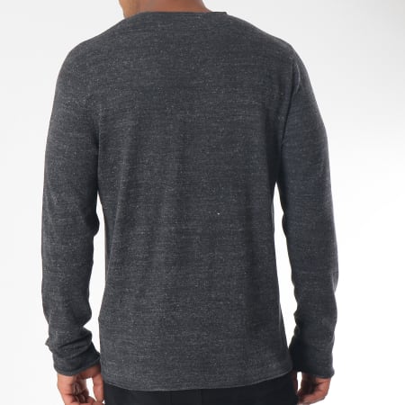 Jack And Jones - Tee Shirt Poche Manches Longues Word Gris Anthracite