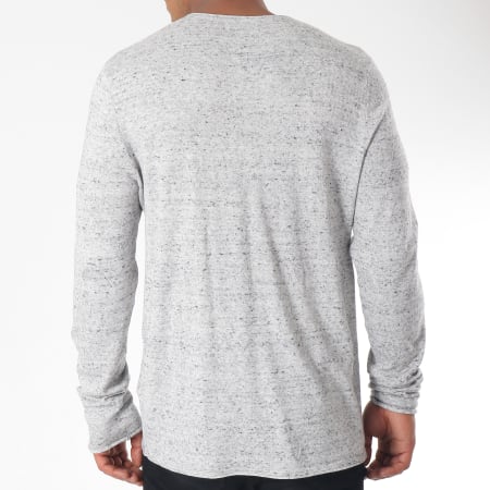 Jack And Jones - Tee Shirt Poche Manches Longues Word Gris Chiné