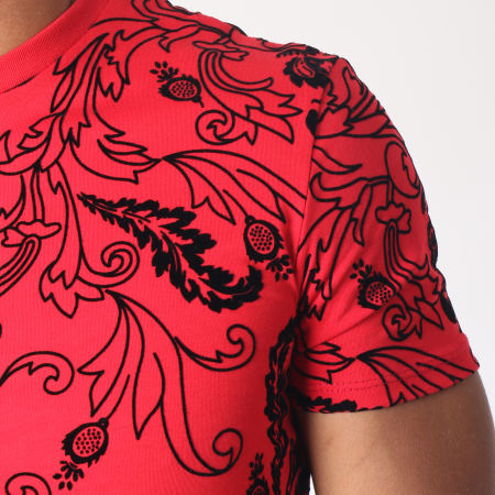 Uniplay - Tee Shirt UY233 Rouge Noir Floral