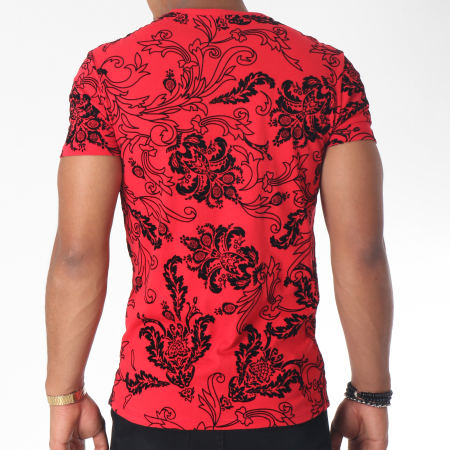 Uniplay - Tee Shirt UY233 Rouge Noir Floral