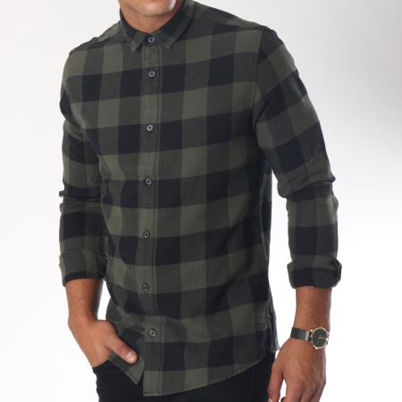 Only And Sons - Chemise Manches Longues Gudmund Vert Kaki Noir