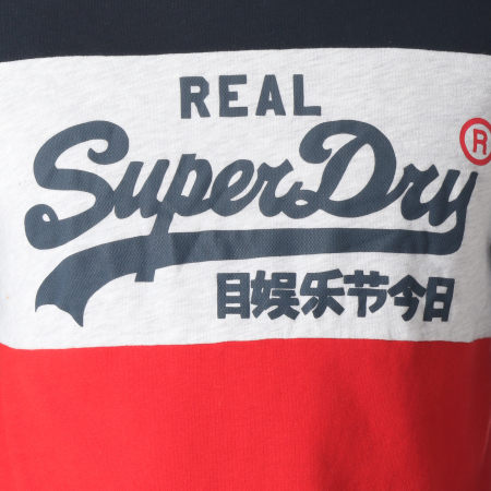 Superdry - Tee Shirt Manches Longues Vintage Logo Panel M60008TR Noir Gris Chiné Rouge