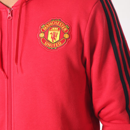 Adidas Sportswear - Sweat Zippé Capuche Manchester United 3 Striped D9565 Rouge