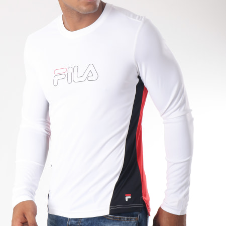 Fila - Tee Shirt Manches Longues De Sport Pearce 682088 Blanc Noir Rouge