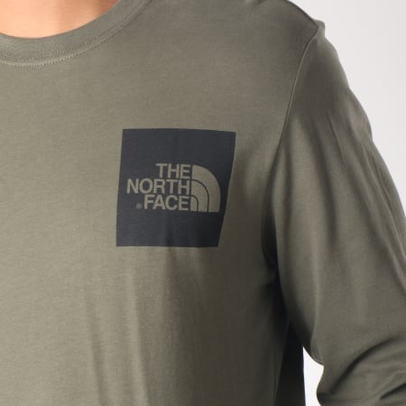 The North Face - Tee Shirt Manches Longues Fine Vert Kaki Noir