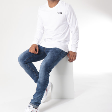 The North Face - Tee Shirt Manches Longues Simple Dome Blanc Noir