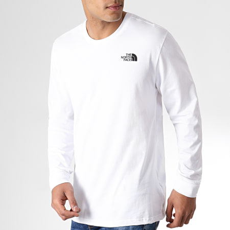 The North Face - Tee Shirt Manches Longues Simple Dome Blanc Noir