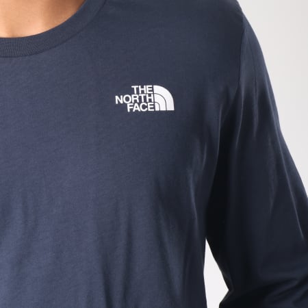 The North Face - Tee Shirt Manches Longues Simple Dome Bleu Marine Blanc