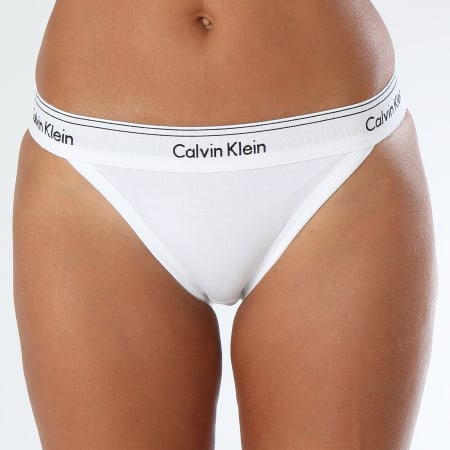 Calvin Klein - Tanga Femme QF4525E Blanc Noir - Ryses