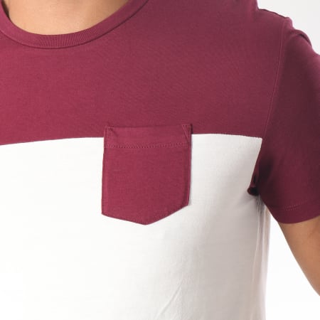 Celio - Tee Shirt Poche Metrik Ecru Bordeaux 