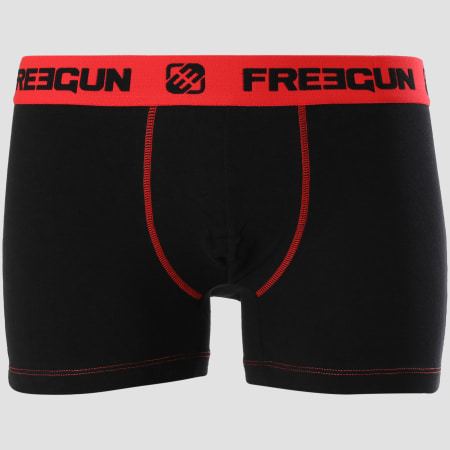 Freegun - Boxer Coton Confort Noir Rouge