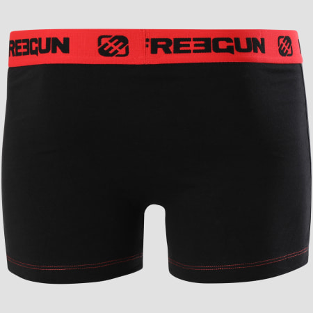 Freegun - Boxer Coton Confort Noir Rouge