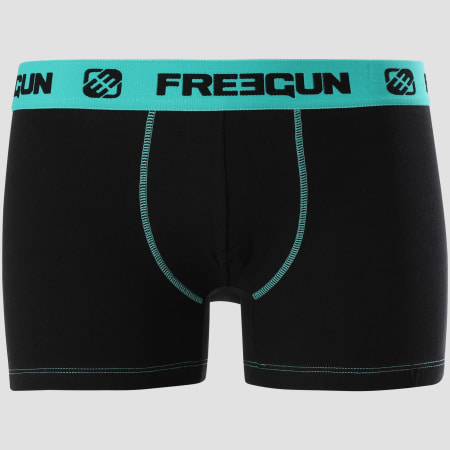 Freegun - Boxer Coton Confort Noir Turquoise