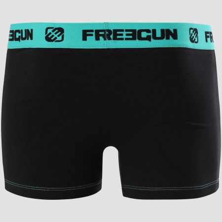 Freegun - Boxer Coton Confort Noir Turquoise