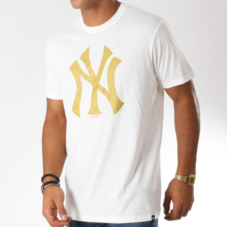 '47 Brand - Tee Shirt New York Yankees 408754 Blanc Doré