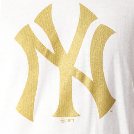 '47 Brand - Tee Shirt New York Yankees 408754 Blanc Doré