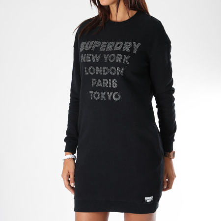 Superdry - Robe Sweat Femme Embellished Noir