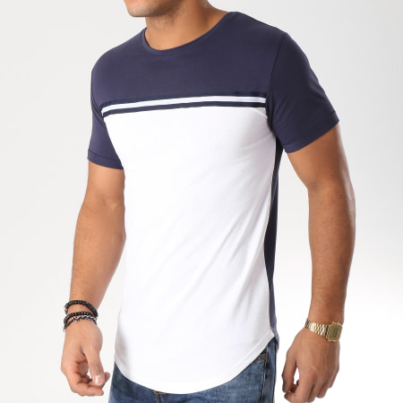 LBO - Tee Shirt Oversize Bicolore 482 Bleu Marine Blanc