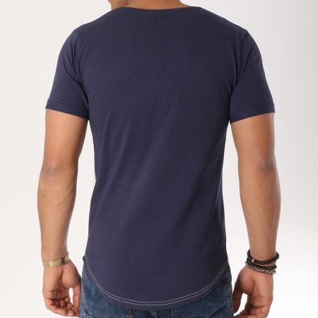 LBO - Tee Shirt Oversize Bicolore 482 Bleu Marine Blanc