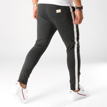 Uniplay - Pantalon Avec Bandes T3261 Gris Anthracite Chiné Ecru