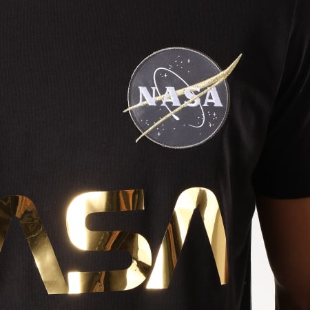 Alpha Industries - Camiseta Nasa Reflectante Negro Oro