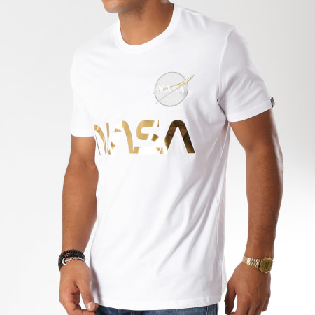 Alpha Industries - Tee Shirt Nasa Reflective Blanc Doré