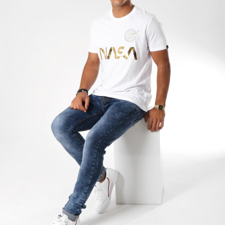 Alpha Industries - Camiseta Nasa Reflective White Gold