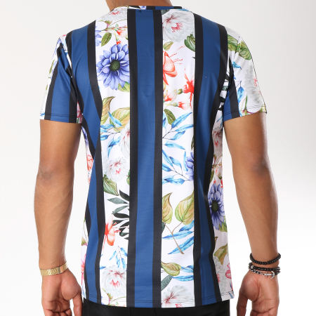 Frilivin - Tee Shirt Oversize 3871 Bleu Marine Blanc Floral