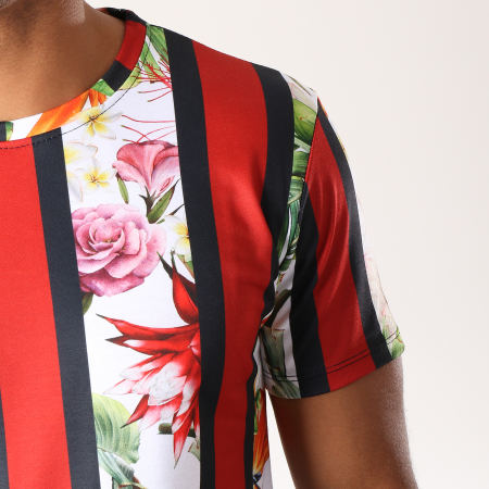 Frilivin - Tee Shirt Oversize 3871 Rouge Blanc Floral