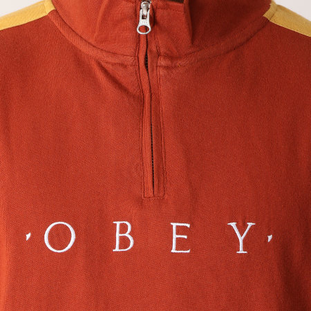 Obey - Tee Shirt Manches Longues Avec Bandes Pearl Classic Orange Jaune 