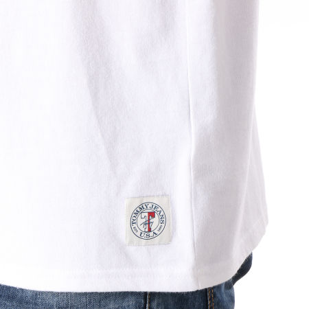 Tommy Hilfiger - Tee Shirt Manches Longues College 5090 Blanc Bleu Marine Jaune