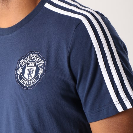 Adidas Performance - Tee Shirt Manchester United FC 3 Stripes CW7666 Bleu Marine Blanc