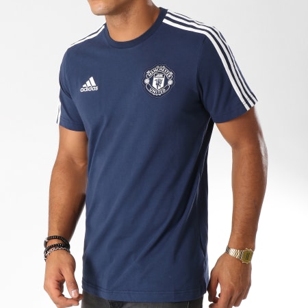 Adidas Sportswear - Tee Shirt Manchester United FC 3 Stripes CW7666 Bleu Marine Blanc