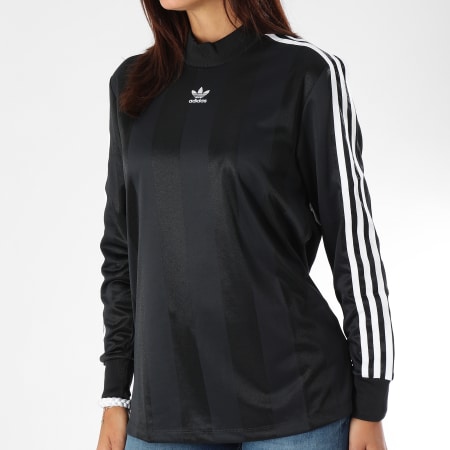 Adidas Originals - Tee Shirt Manches Longues Femme Bandes Brodées DH4239 Noir Blanc