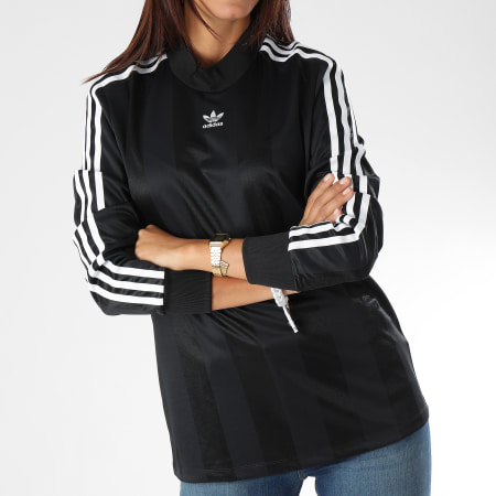 Adidas Originals - Tee Shirt Manches Longues Femme Bandes Brodées DH4239 Noir Blanc