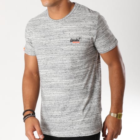 Superdry - Tee Shirt Orange Label Embroidery M10002ER Gris Chiné