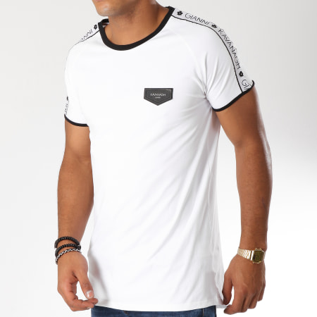 Gianni Kavanagh - Tee Shirt Oversize Avec Bandes GK Ribbon Blanc Noir