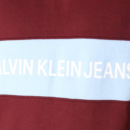 Calvin Klein - Sweat Crewneck Stripe Institutional 9510 Bordeaux Bleu Clair